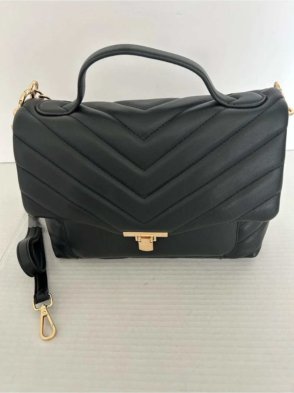A New Day/ NWT/ Structured Quilted Top-Handle Bag in Black/cross body as well